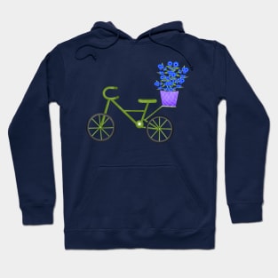 Green bicycle and blue flower basket Hoodie